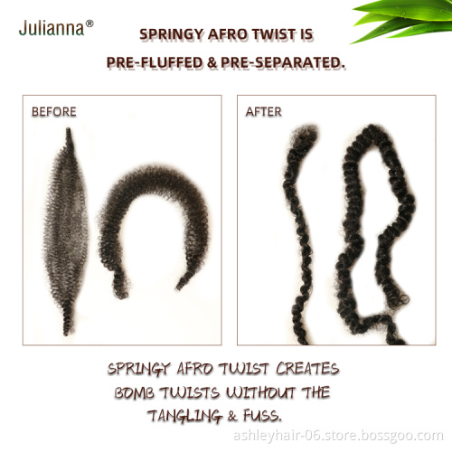 Julianna kanekalon springy afro twist 16inch twisted up pre-fluffed 3x crochet ombre braids hair fluffed afro spring twist